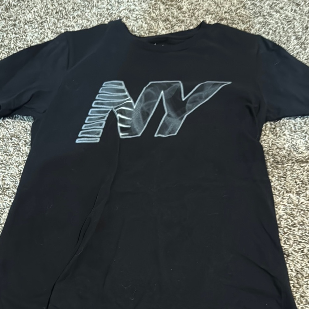 Black Short Sleeve Tee with Metallic NY Design